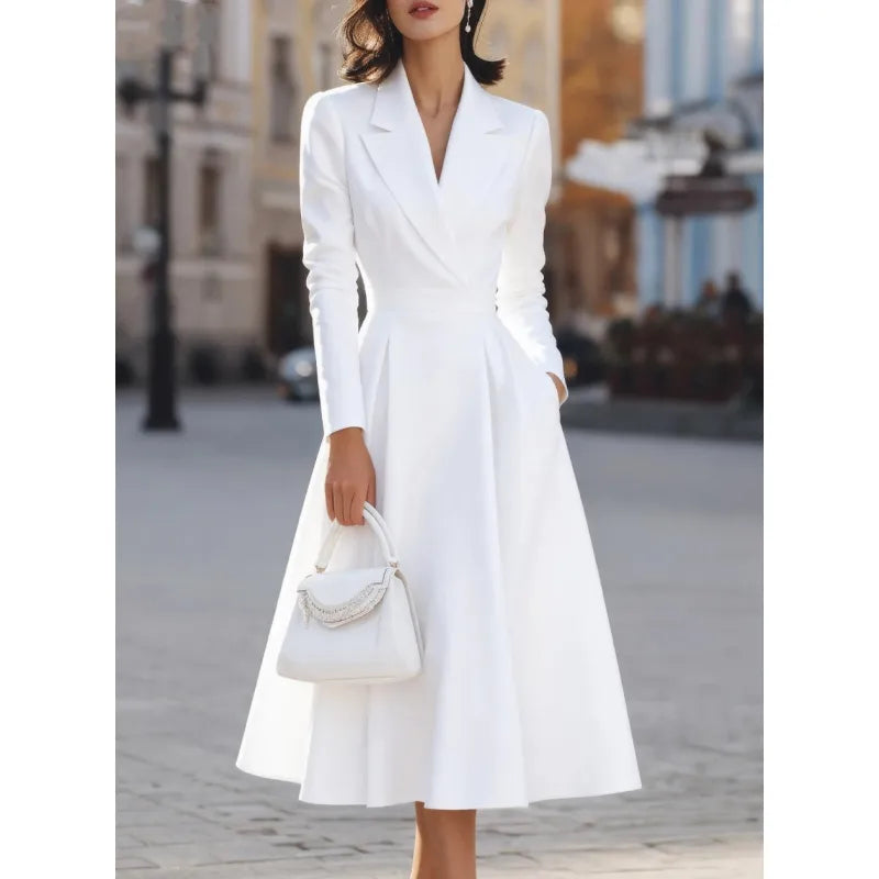 Women's Long Dress with V-Neck – Slimming and Shaping Fit