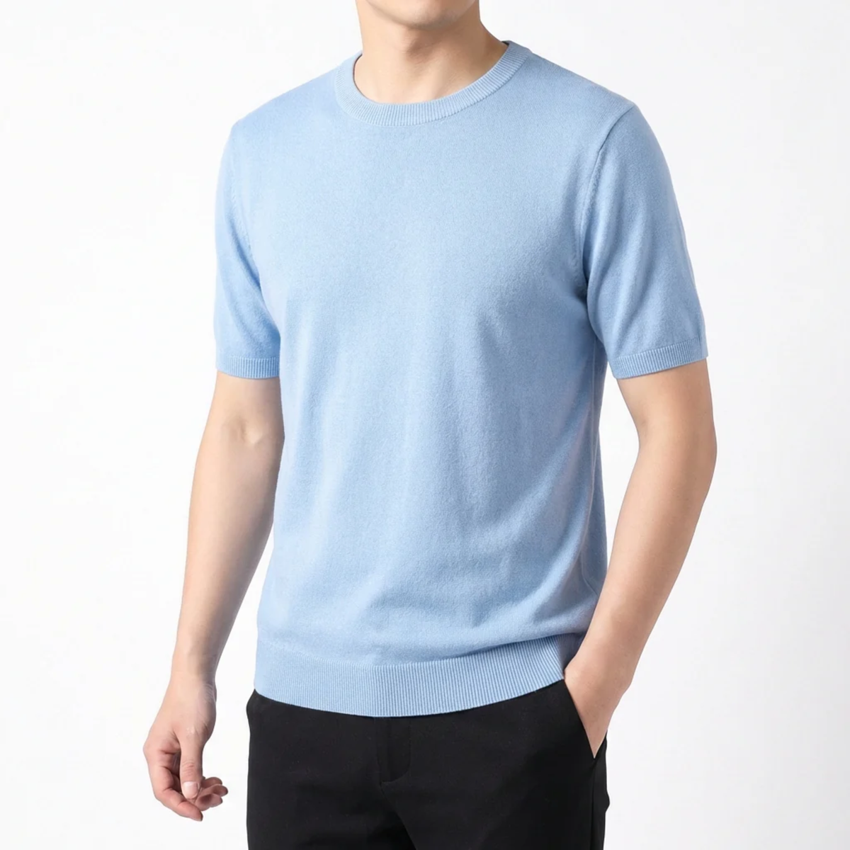 Men's Knit T-Shirt – Lightweight and Comfortable Straight Fit