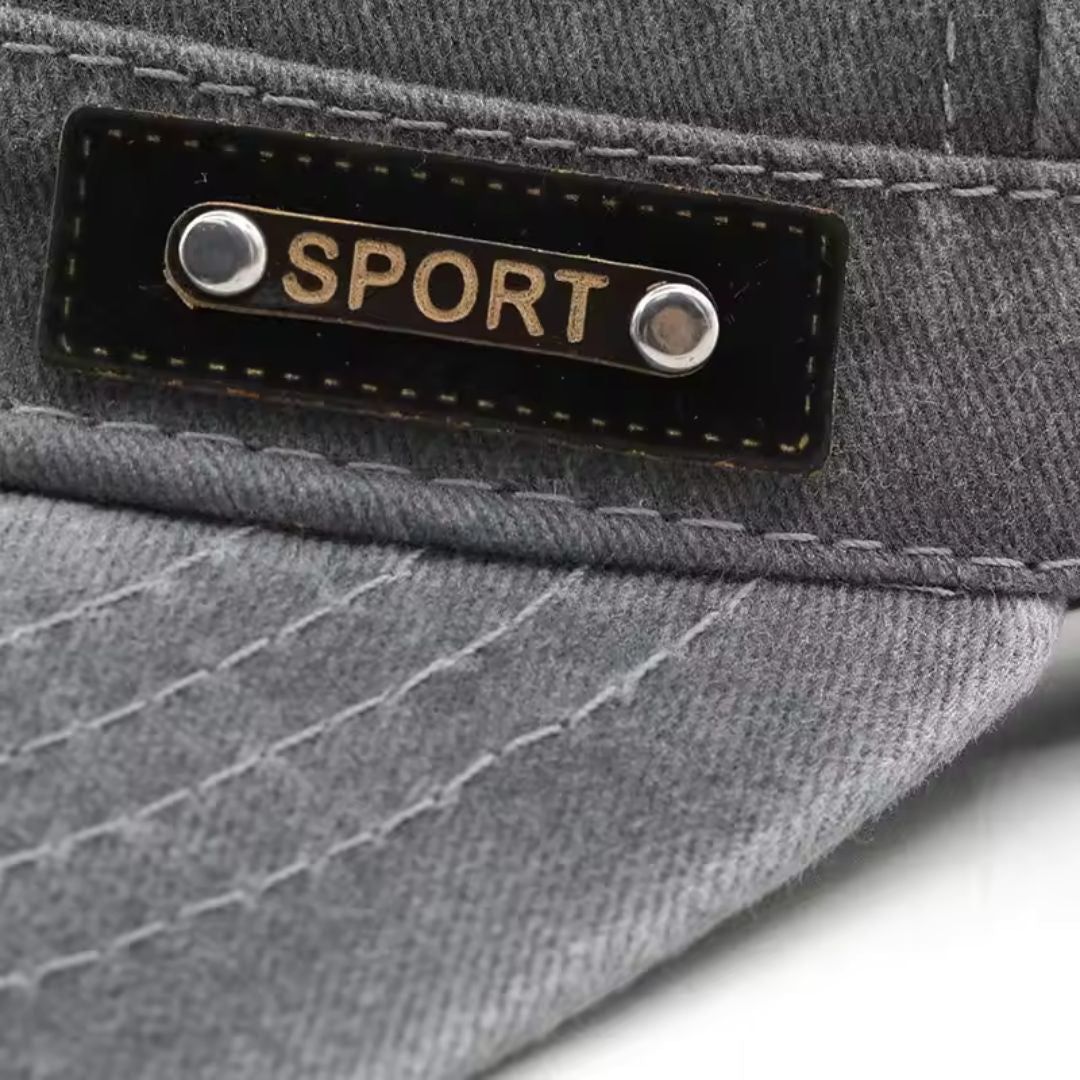 Men's Vintage Cap – Washed Cotton Fabric with Decorative Patch