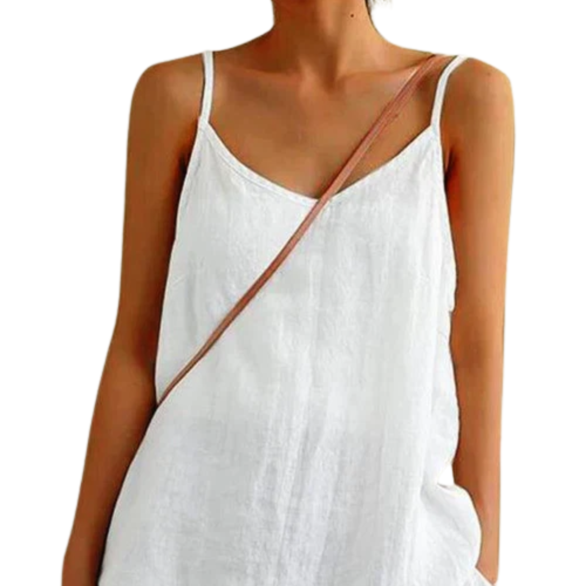 Women's Cotton-Linen Tank Top – Spaghetti Straps Loose Fit