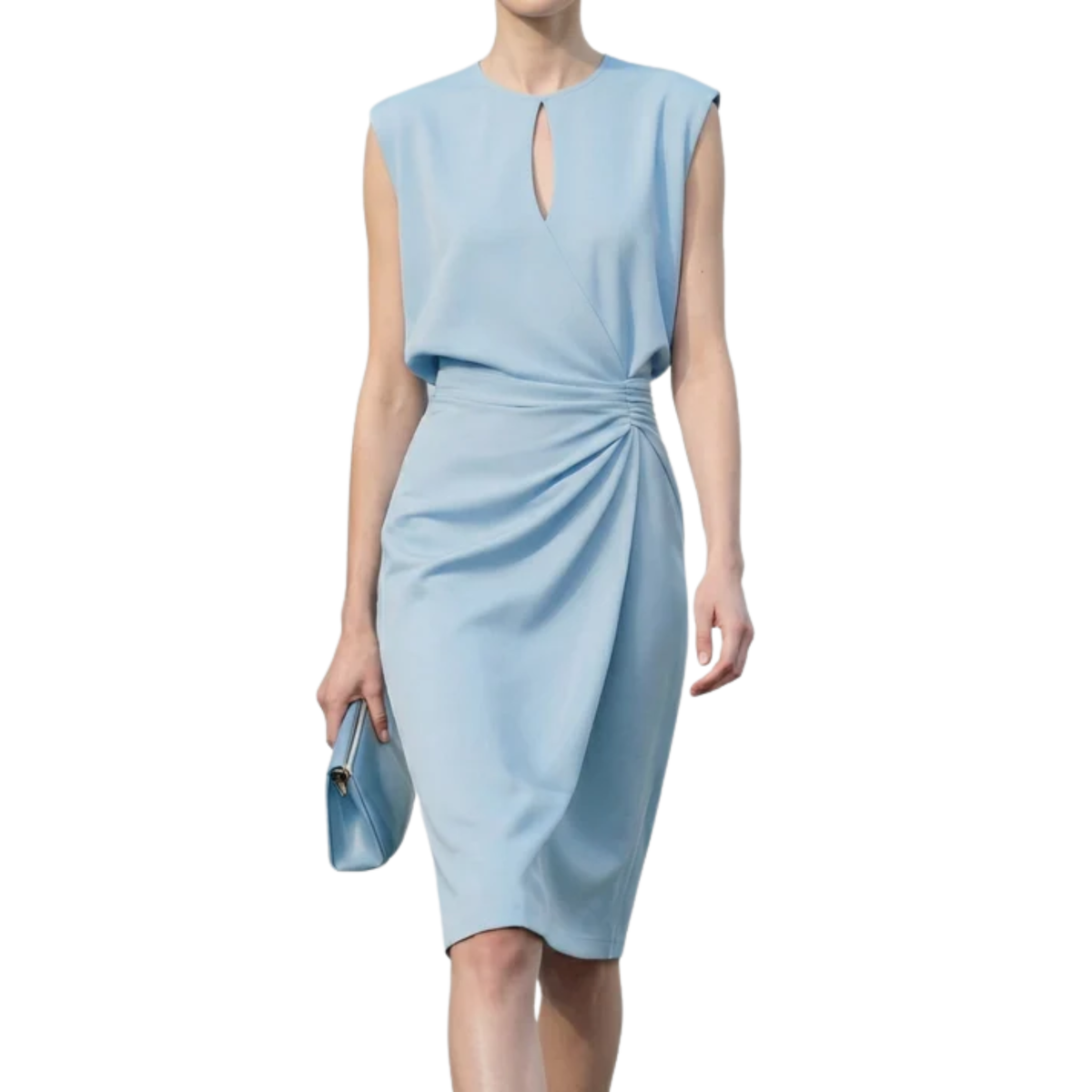 Women's Cocktail Dress – Draped Silhouette & Gathered Waist