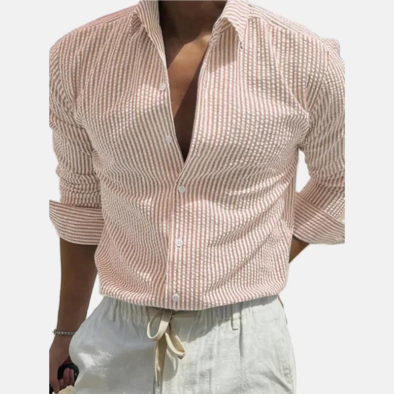 Men's Slim Fit Striped Shirt – Tailored Business Cut