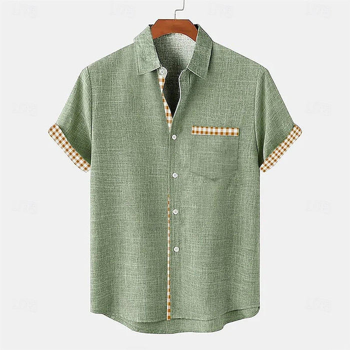 Men's Linen Short Sleeve Shirt – Contrasting Detail