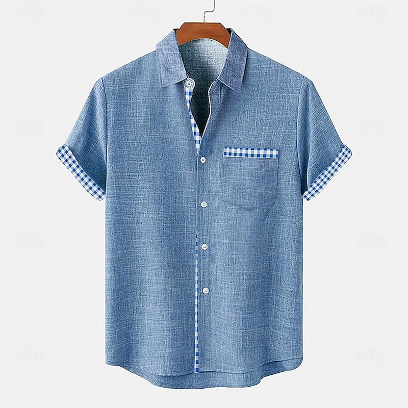 Men's Linen Short Sleeve Shirt – Contrasting Detail