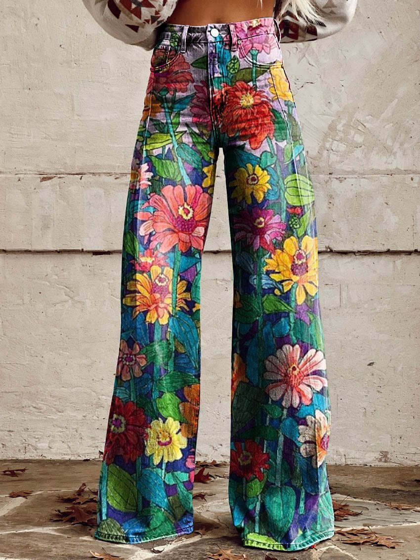 Women's Lightweight Wide-Leg Trousers – High Waist Fluid Fit