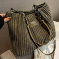 Women's corduroy tote bag – Rigid structure with zip fastening