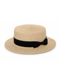 Women's Straw Boater Hat – Elegant Classic Ribbon