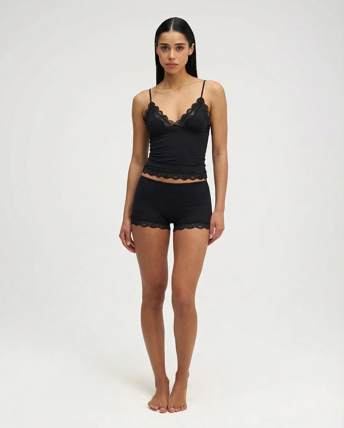 Women's Nightdress Set Camisole & Shorts – Soft Spandex with Lace Trim