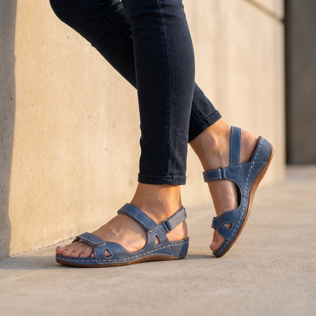 Women's Flat Open-Toe Sandals – Adjustable Straps & Anatomical Footbed