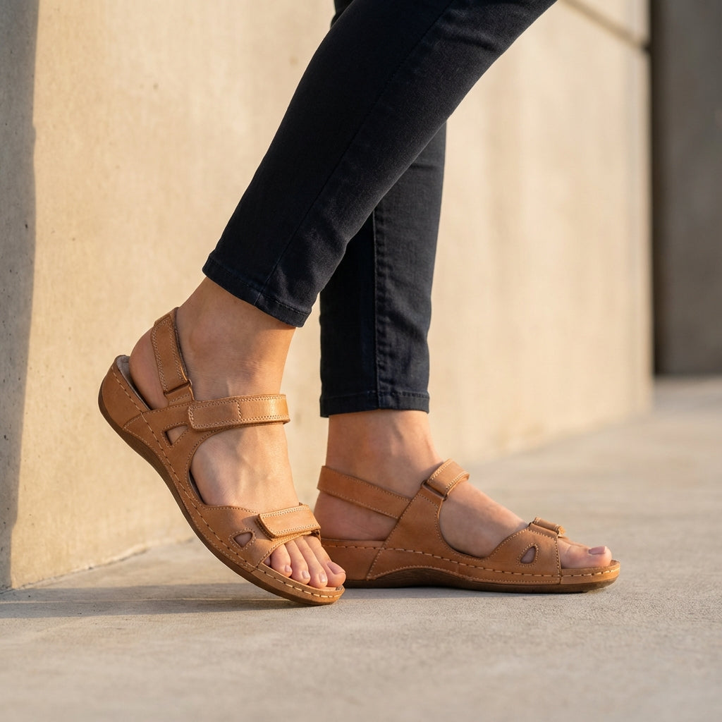Women's Flat Open-Toe Sandals – Adjustable Straps & Anatomical Footbed