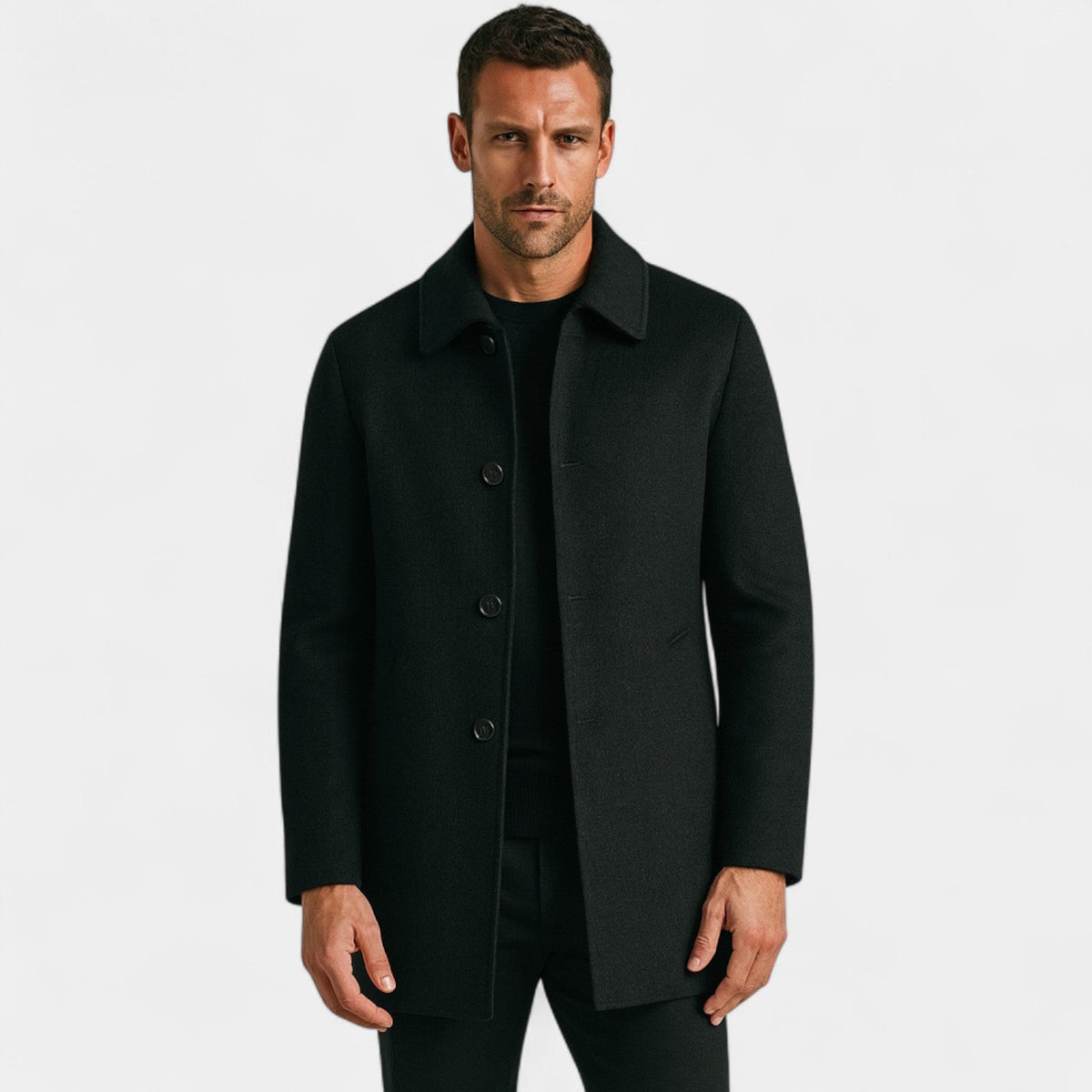 Men’s wool coat with lapel collar – structured tailored fit