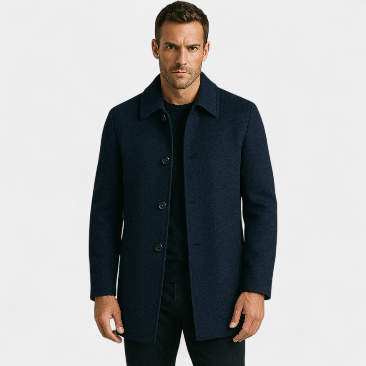 Men’s wool coat with lapel collar – structured tailored fit