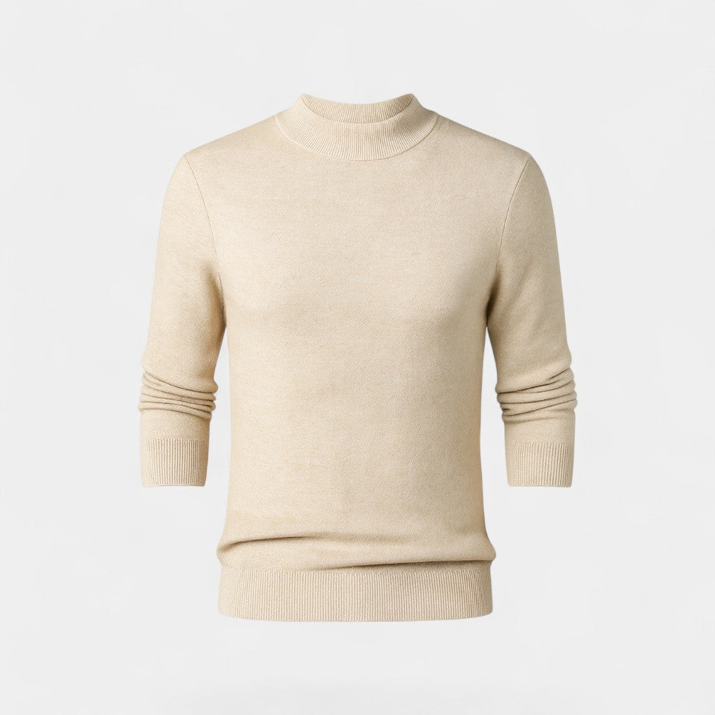 Men's Semi-High Round Collar Sweater – Minimalist and Luxurious Fit