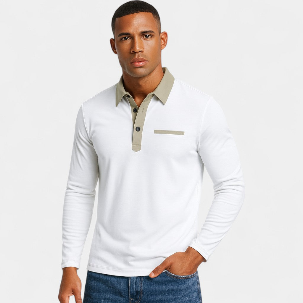 Men's Long Sleeve Slim Fit Polo – Casual Elegance