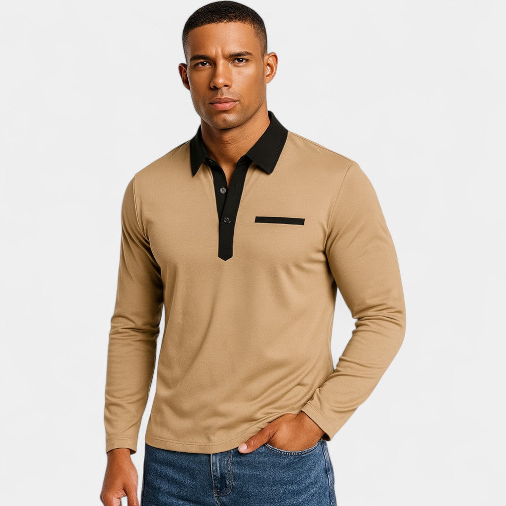 Men's Long Sleeve Slim Fit Polo – Casual Elegance
