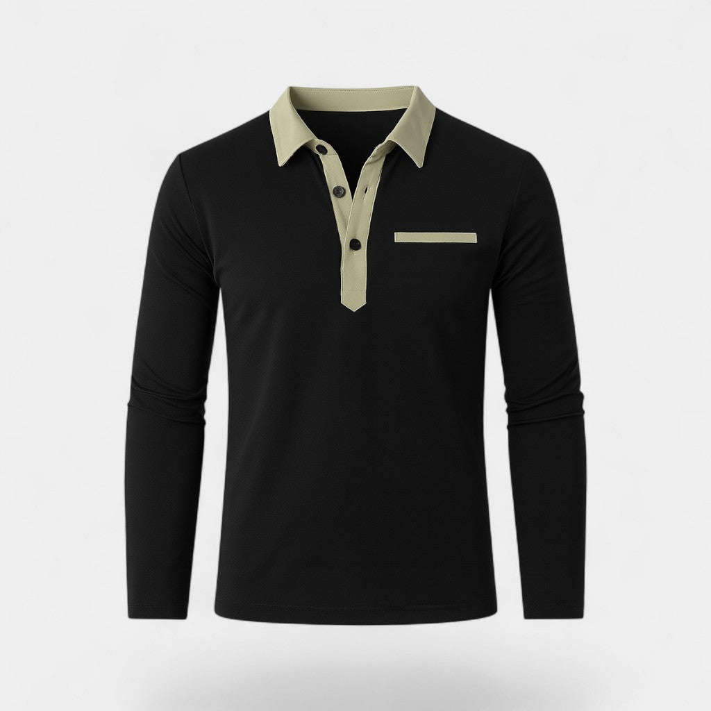 Men's Long Sleeve Slim Fit Polo – Casual Elegance