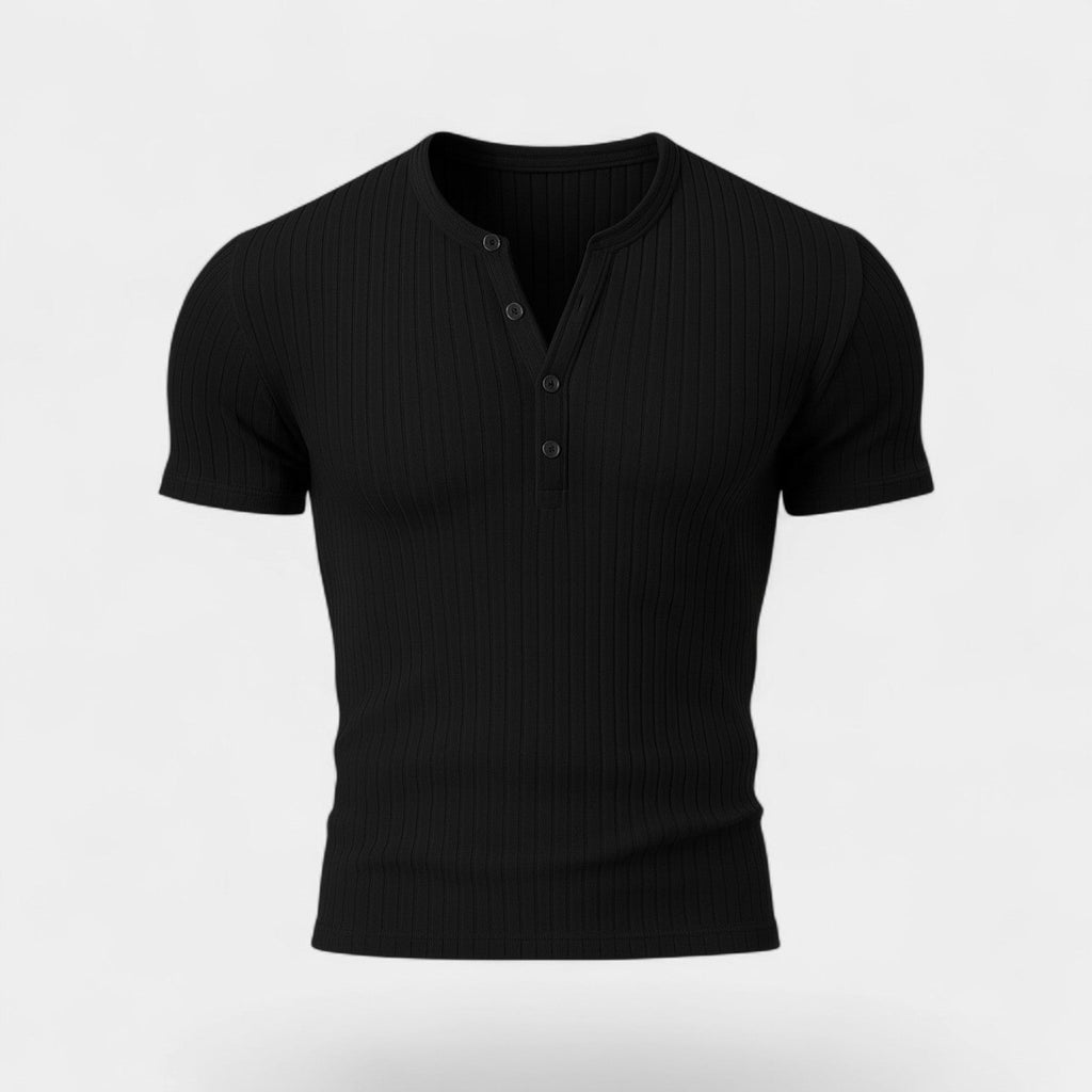Men's Stretch Ribbed Short Sleeve T-Shirt – Slim Plain Fit