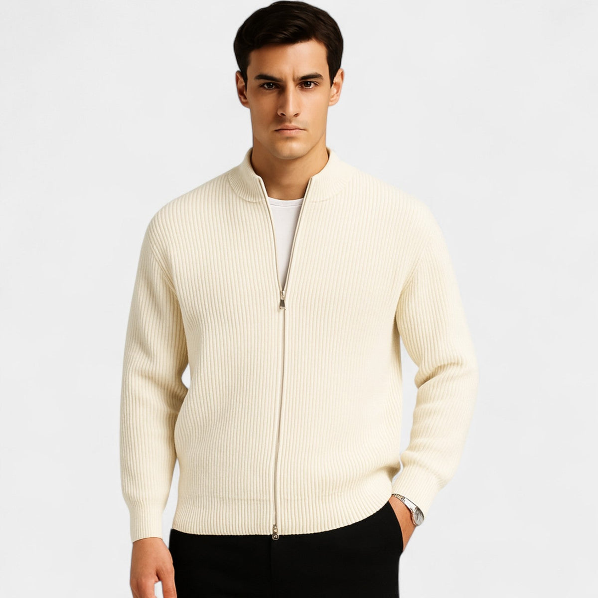 Men's Slim Fit Knit Cardigan – Minimalist Everyday Layer
