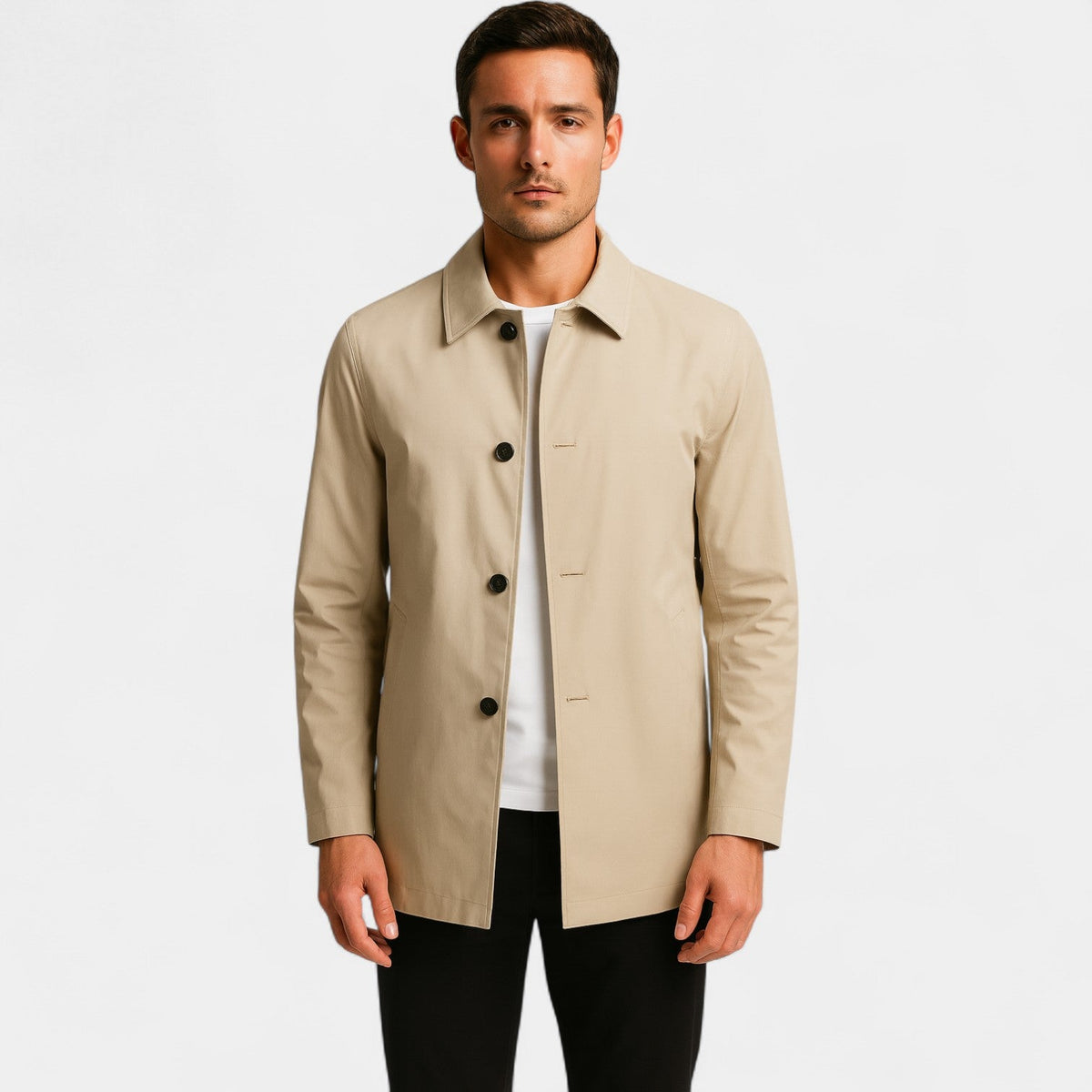Men's mid-length trench coat – lightweight formal coat