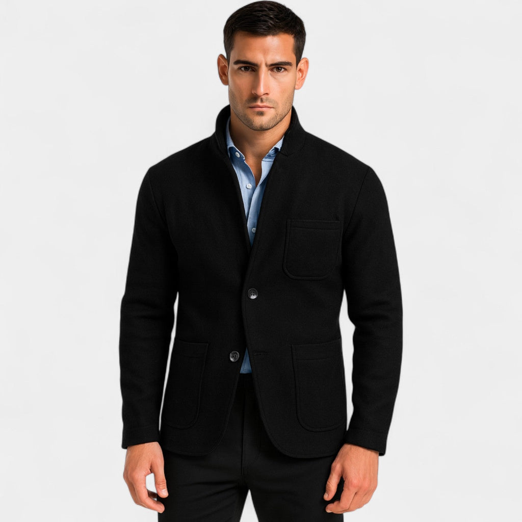 Men's Slim Fit Suit Jacket with Stand Collar – Modern Elegance