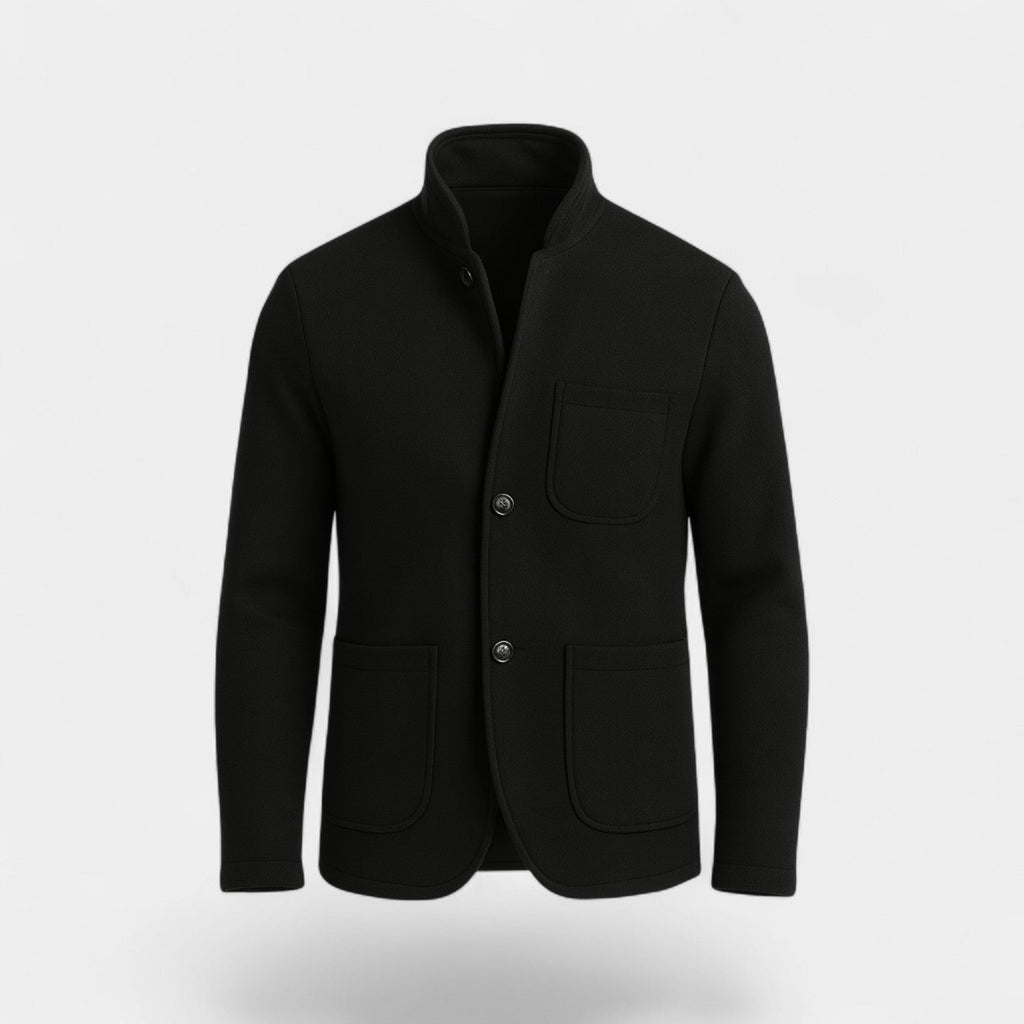 Men's Slim Fit Suit Jacket with Stand Collar – Modern Elegance