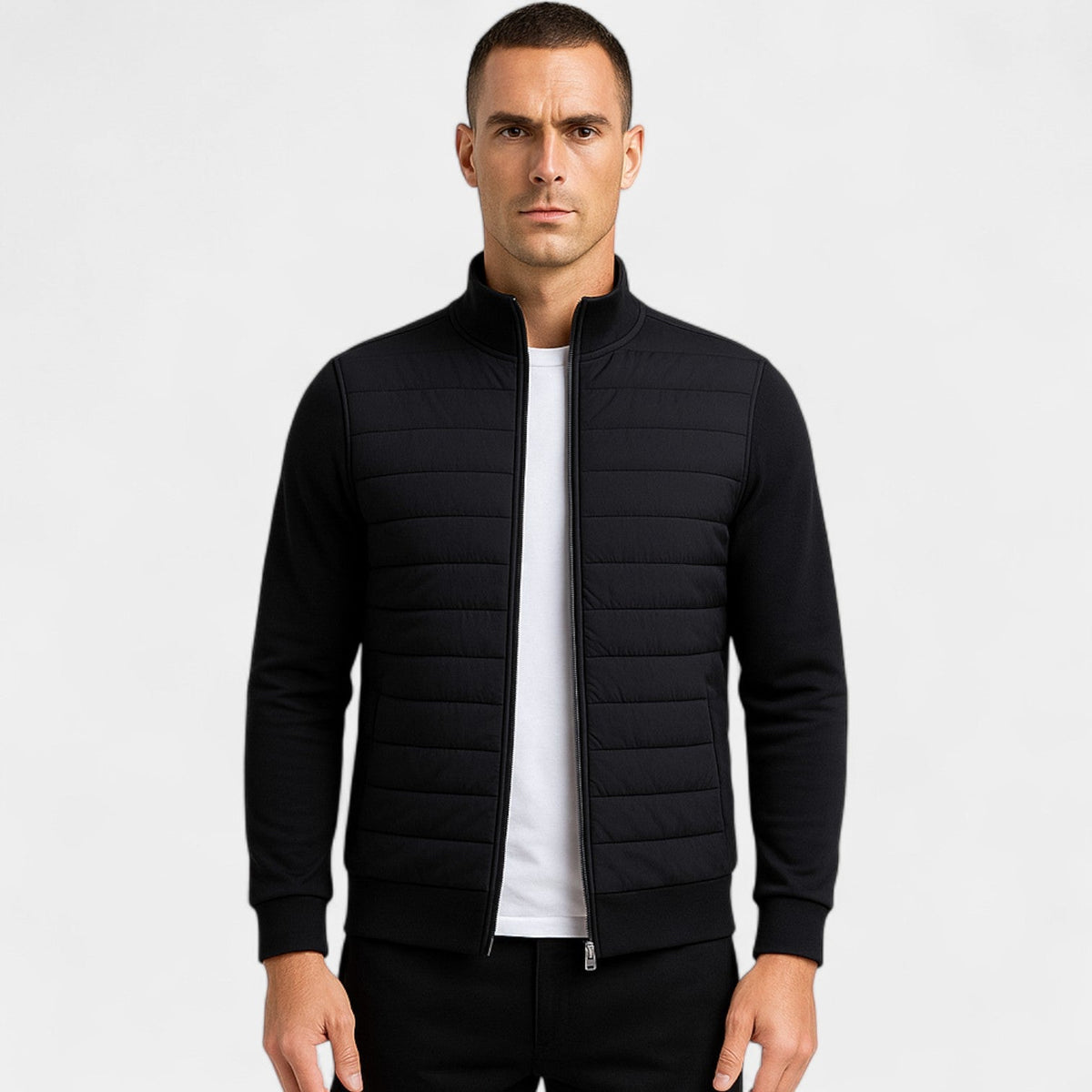Men's knitted jacket cotton polyester – lightweight high collar