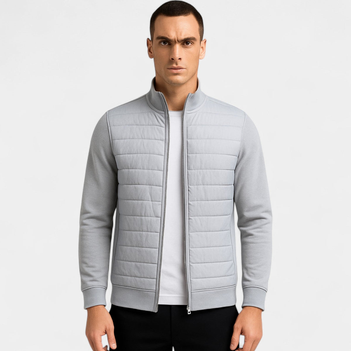 Men's knitted jacket cotton polyester – lightweight high collar