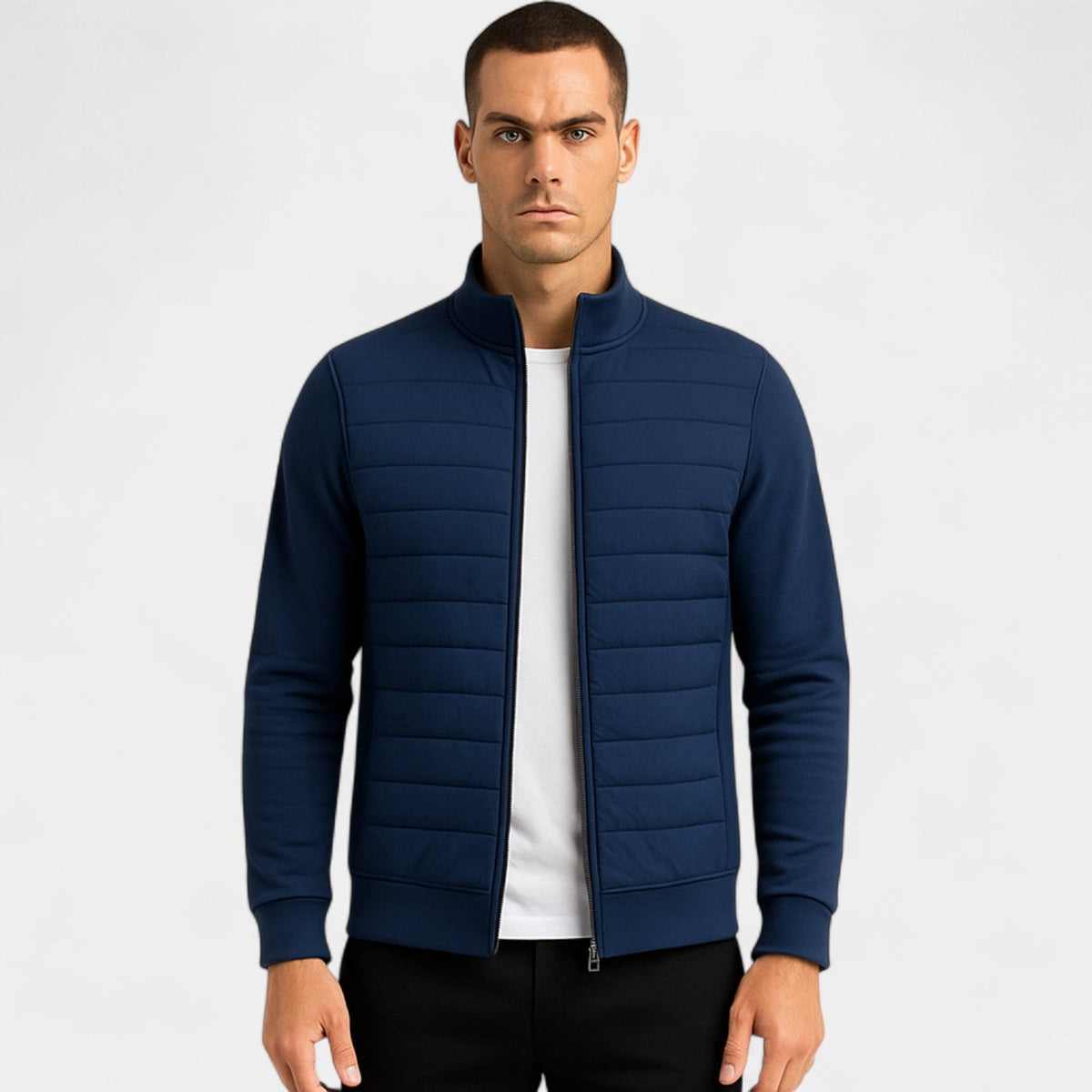 Men's knitted jacket cotton polyester – lightweight high collar