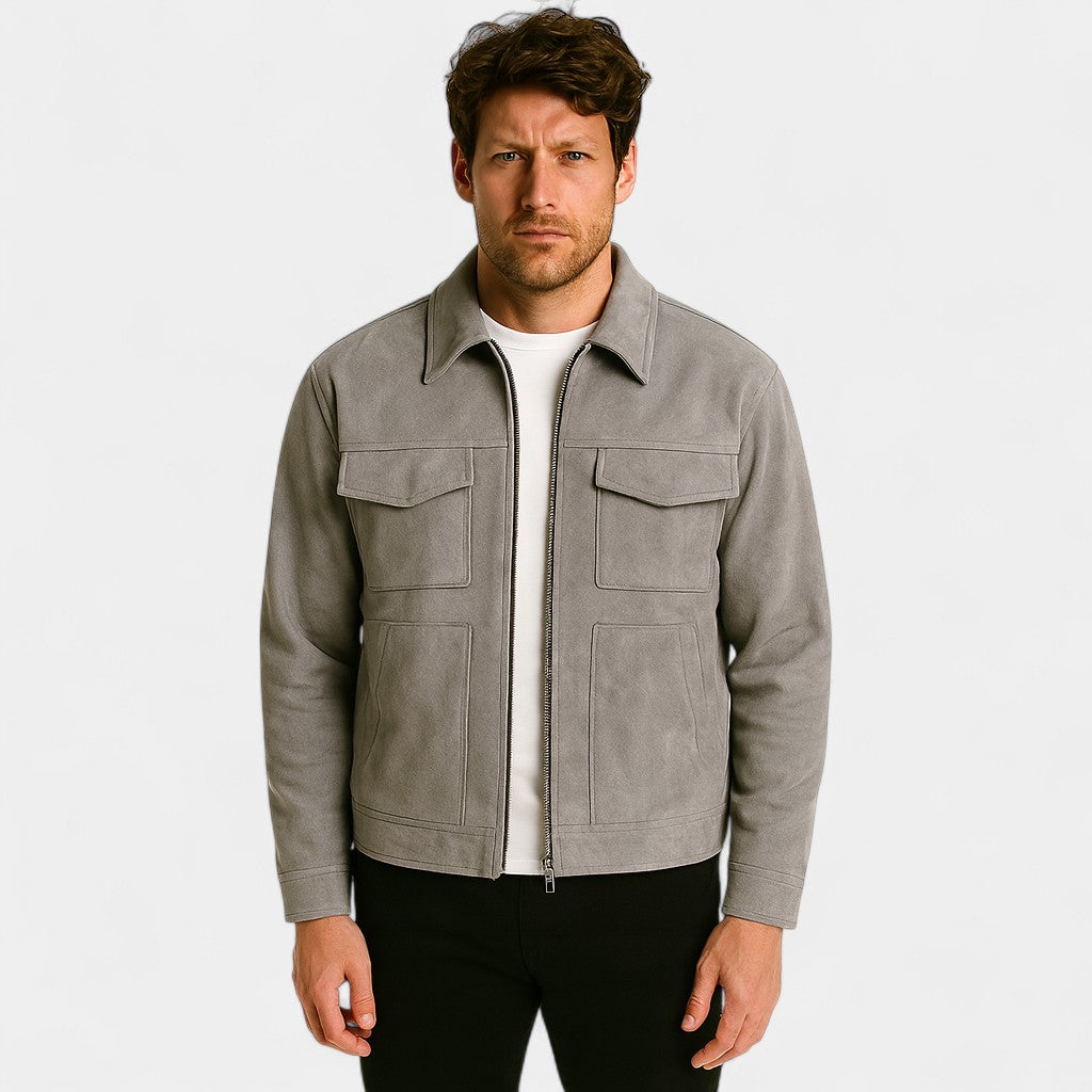 Men's suede windbreaker jacket – retro casual luxury