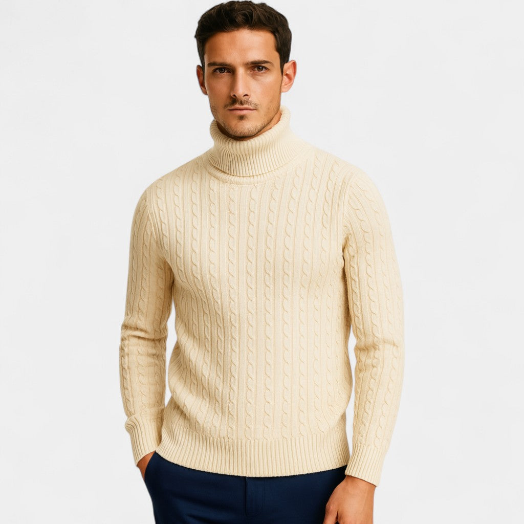 Men's turtleneck sweater – twisted elegance