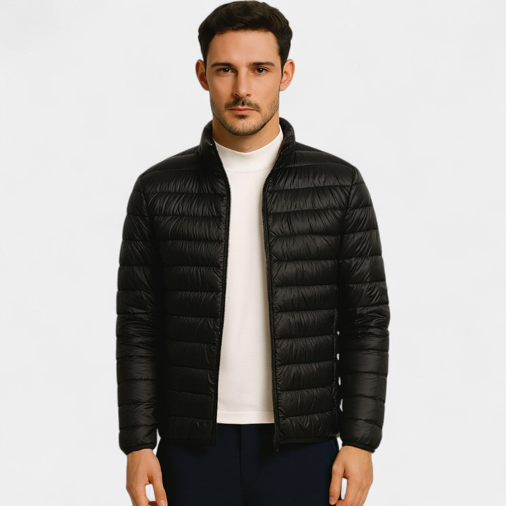 Men's lightweight wool down jacket – ultra-thin high collar
