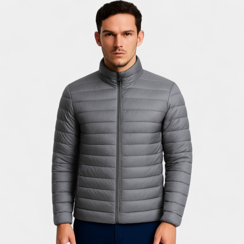 Men's lightweight wool down jacket – ultra-thin high collar