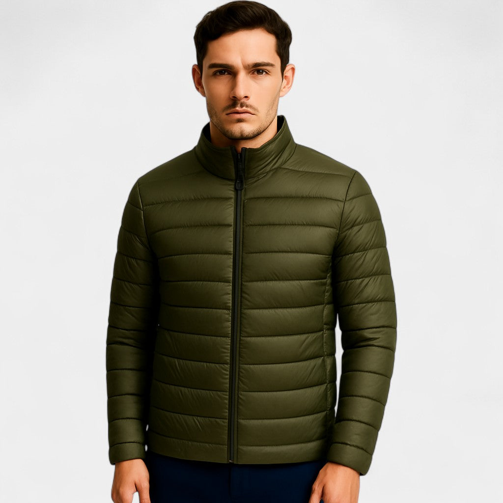 Men's lightweight wool down jacket – ultra-thin high collar