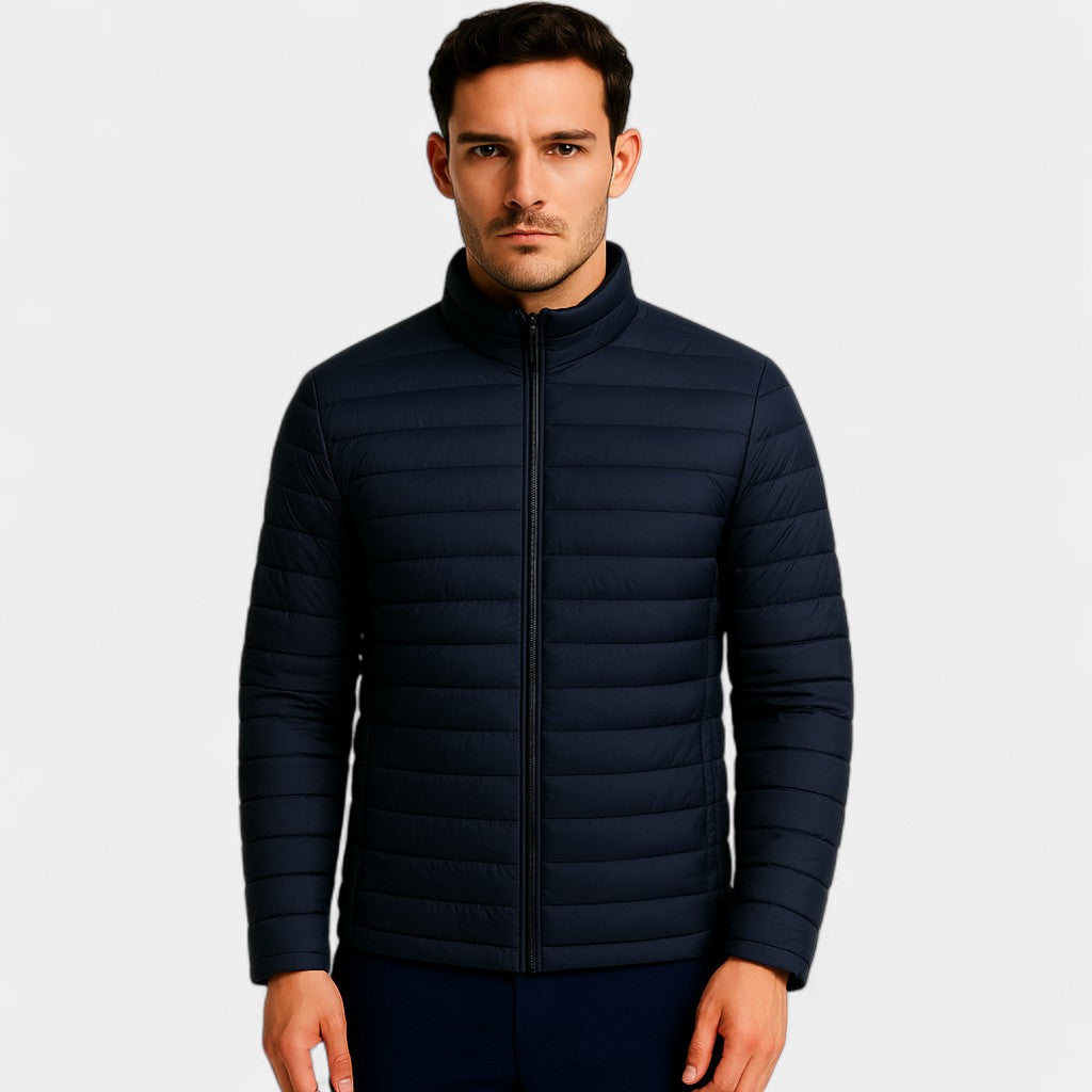 Men's lightweight wool down jacket – ultra-thin high collar