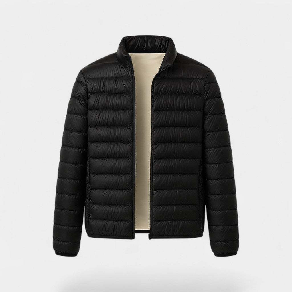 Men's lightweight wool down jacket – ultra-thin high collar