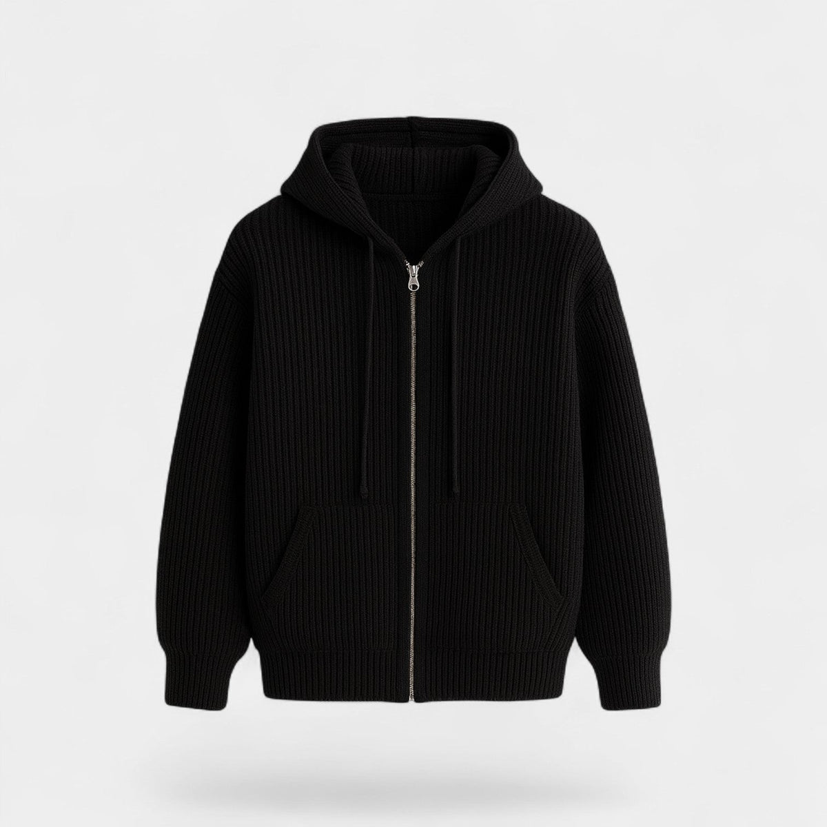 Men’s knitted hooded zip gilet – refined relaxed elegance
