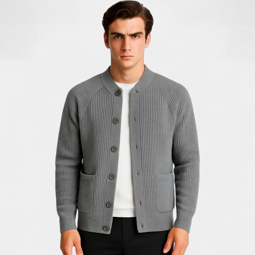 Men's Knit Cardigan – Buttoned Crew Neck