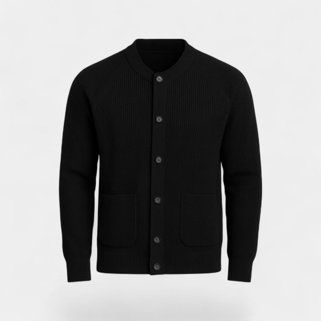 Men's Knit Cardigan – Buttoned Crew Neck