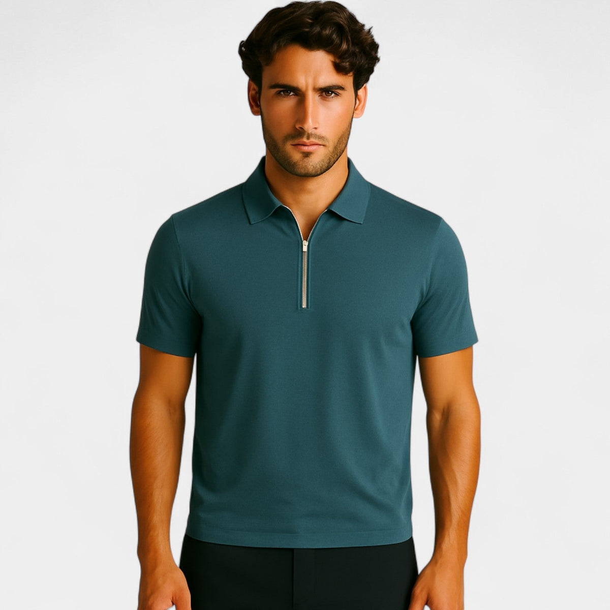 Men's Seamless Iced Silk Polo – Luxury Quarter-Zip Fit