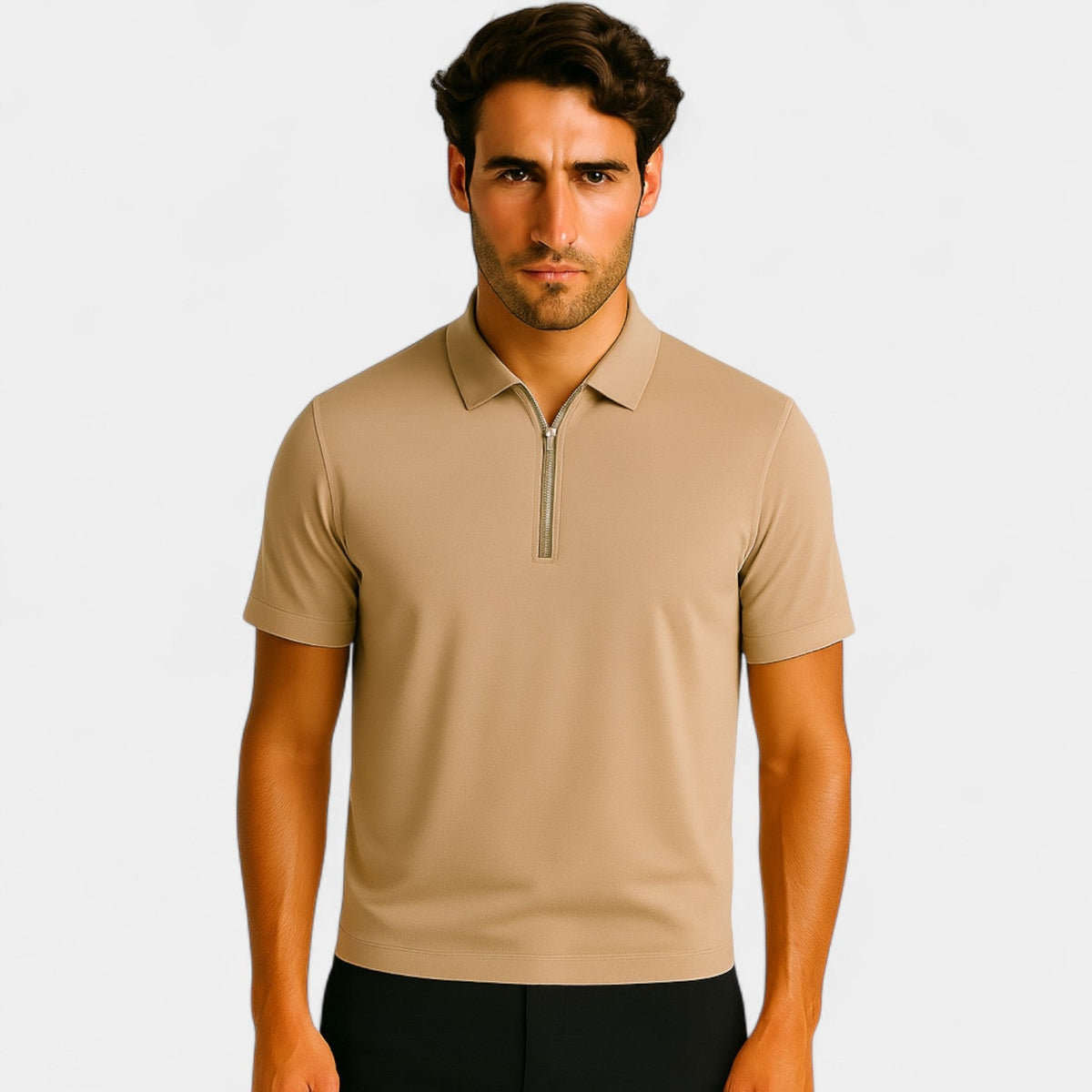 Men's Seamless Iced Silk Polo – Luxury Quarter-Zip Fit