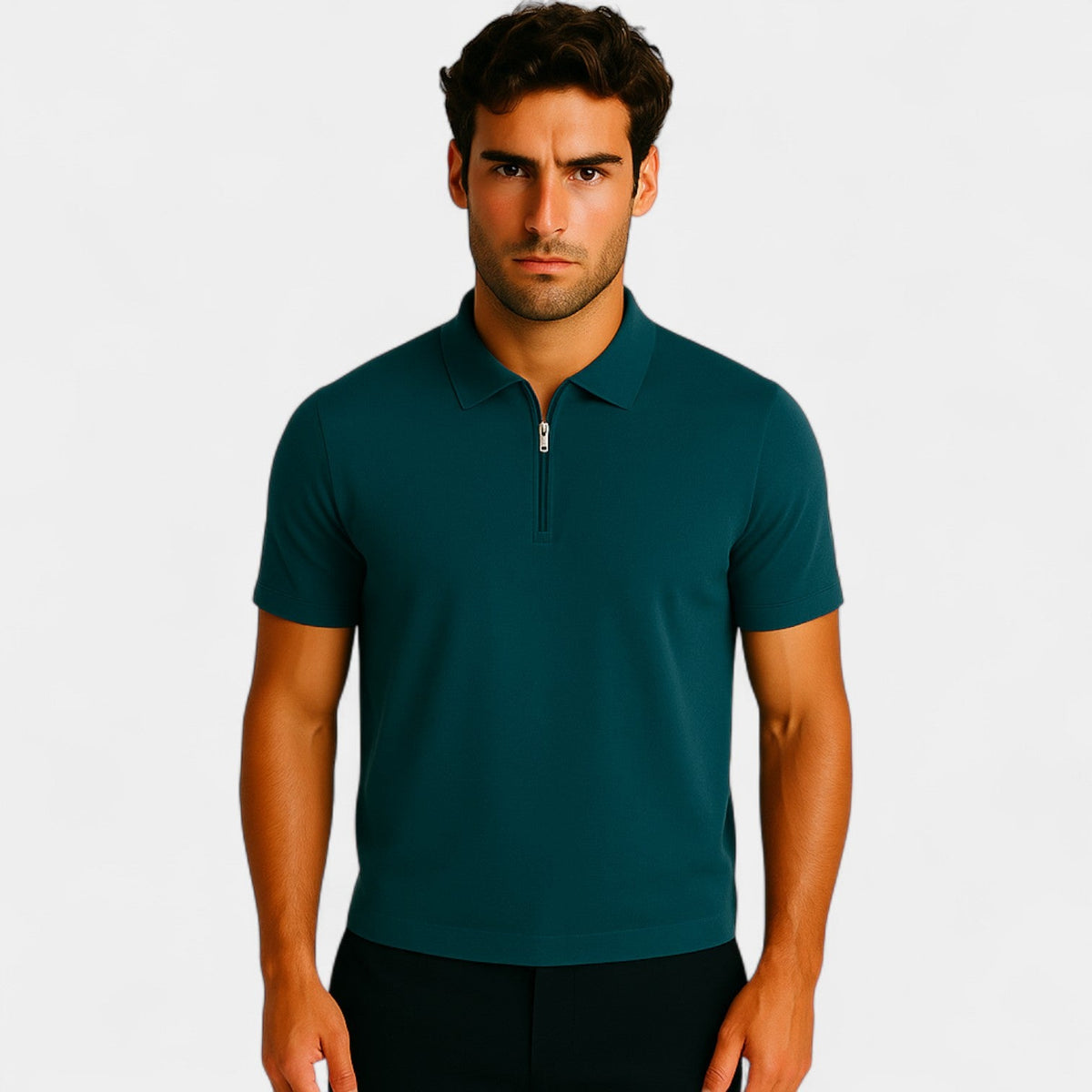 Men's Seamless Iced Silk Polo – Luxury Quarter-Zip Fit
