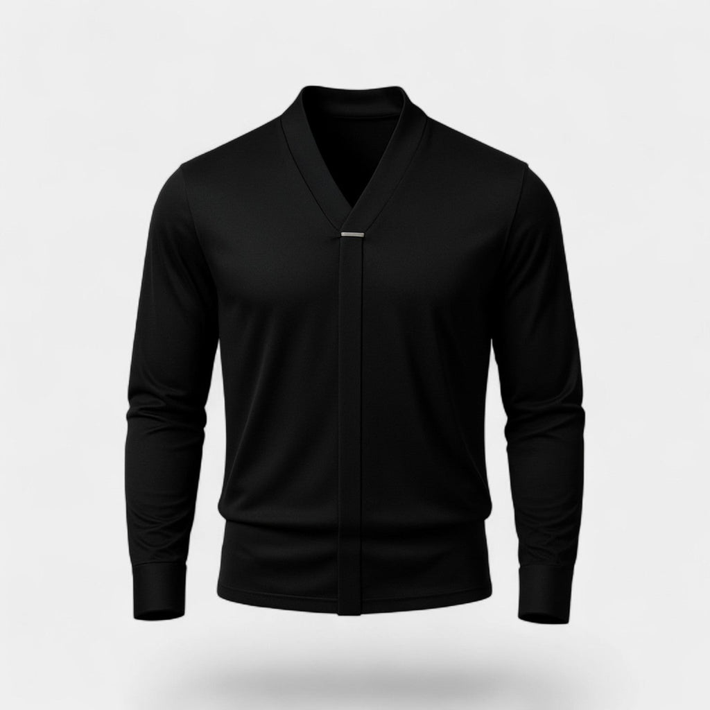 Men's Mixed Cotton V-Neck Shirt – Wrinkle-Resistant Minimalist Fit