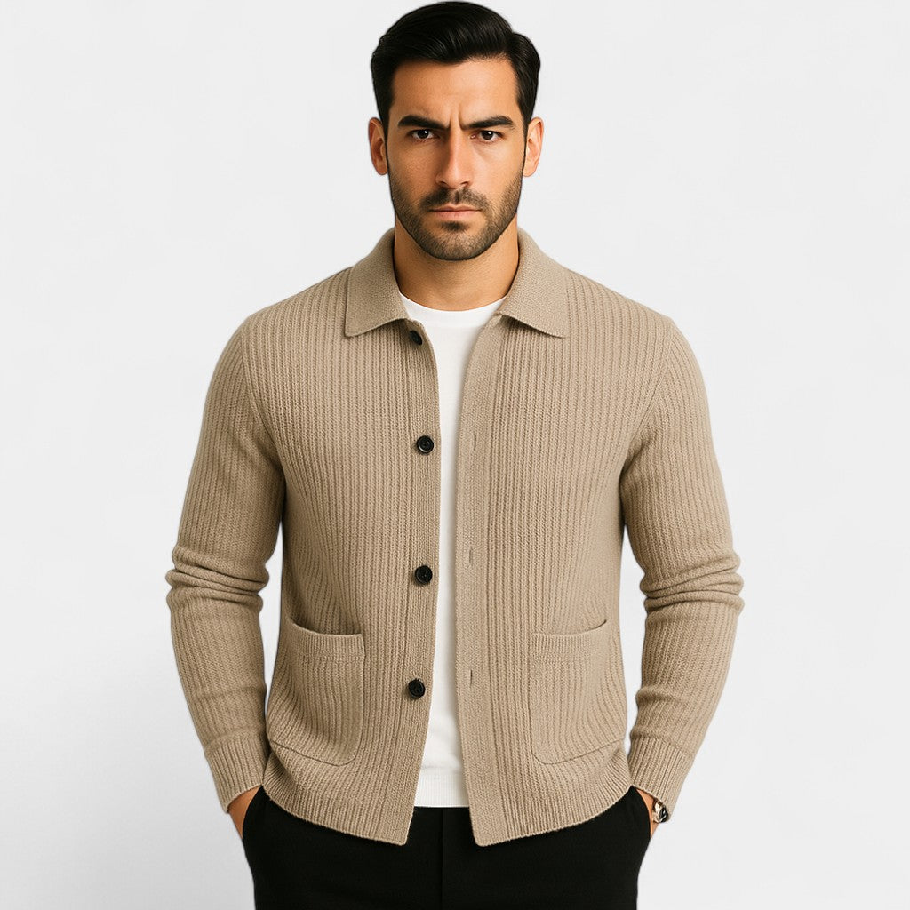 Men's Knitted Cotton Cardigan – Classic Refined Buttoned