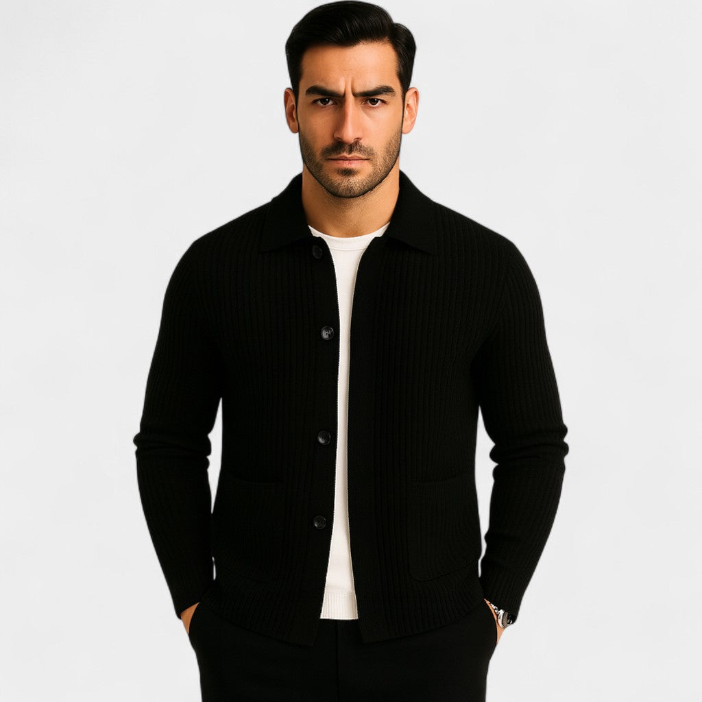 Men's Knitted Cotton Cardigan – Classic Refined Buttoned