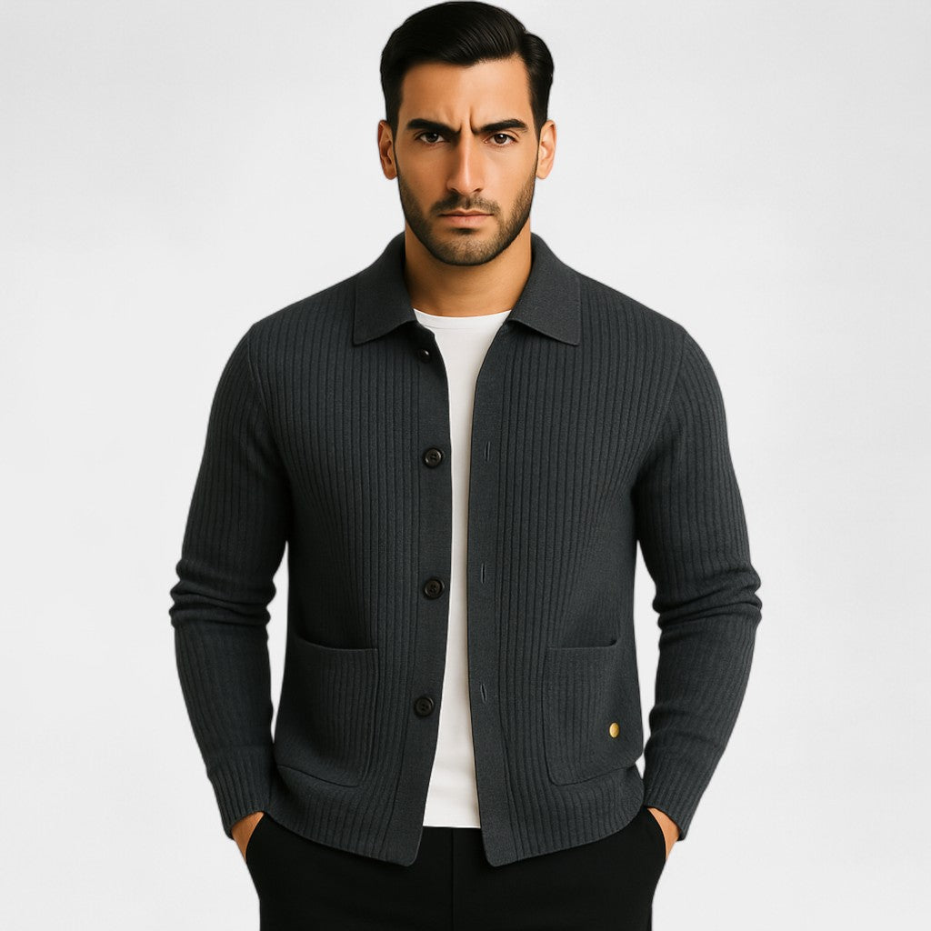 Men's Knitted Cotton Cardigan – Classic Refined Buttoned
