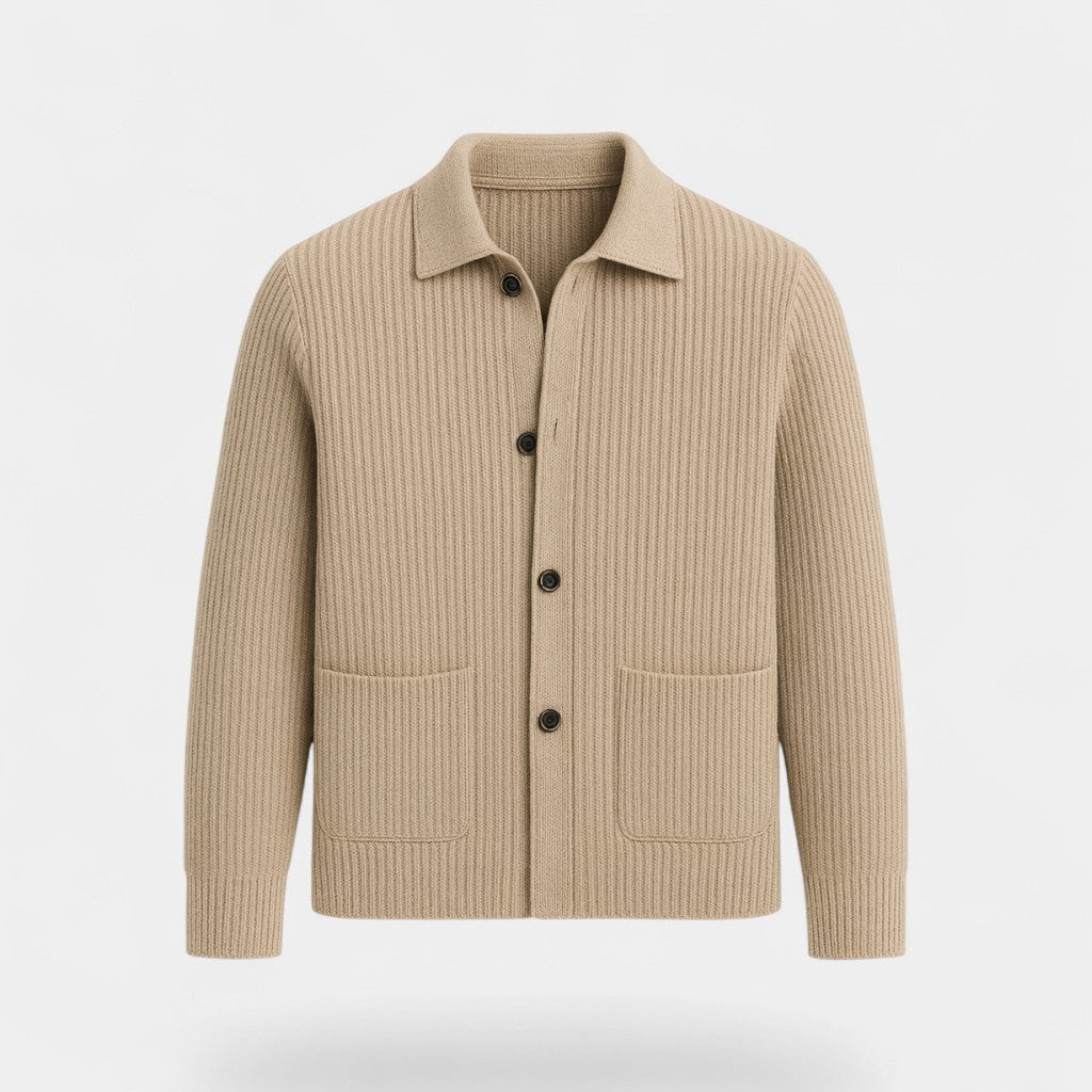 Men's Knitted Cotton Cardigan – Classic Refined Buttoned