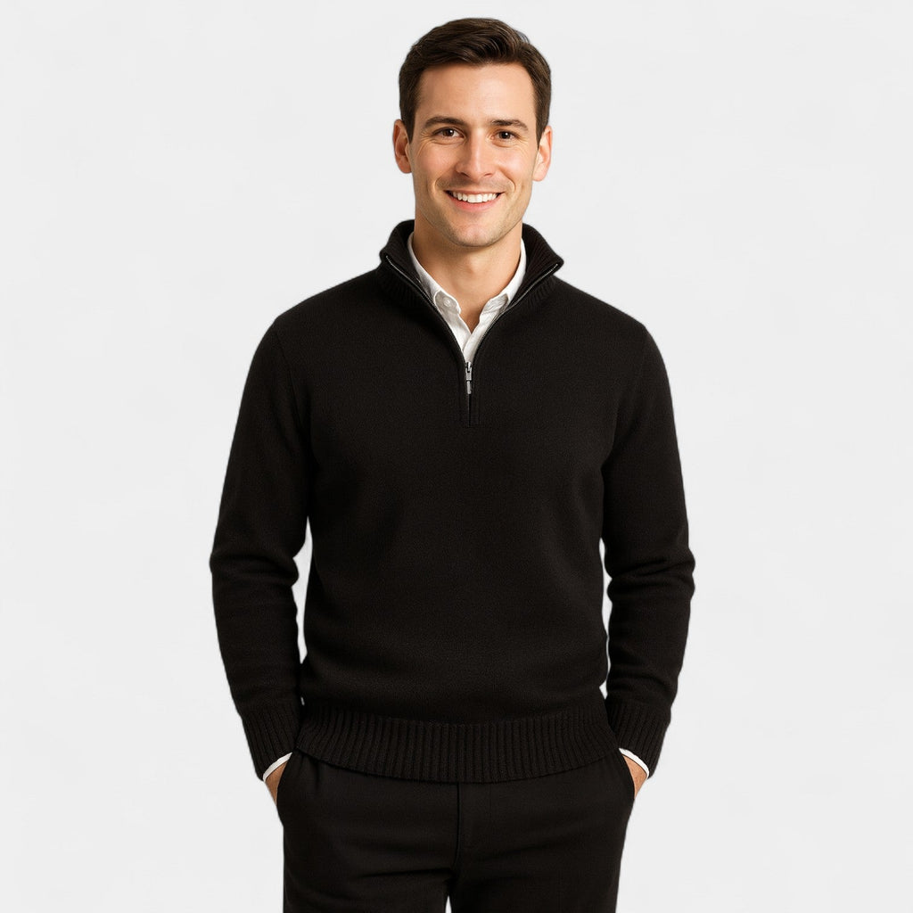 Men's Thermal Mixed Cotton Quarter-Zip Sweater – Refined Winter Essential