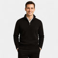 Men's Thermal Mixed Cotton Quarter-Zip Sweater – Refined Winter Essential