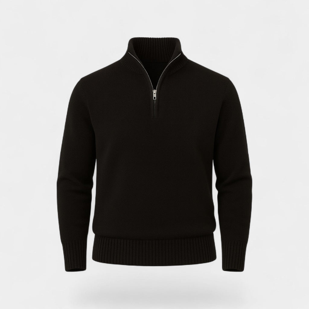 Men's Thermal Mixed Cotton Quarter-Zip Sweater – Refined Winter Essential
