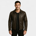 Men's vintage matte cowhide leather jacket – refined, bold, everyday silhouette